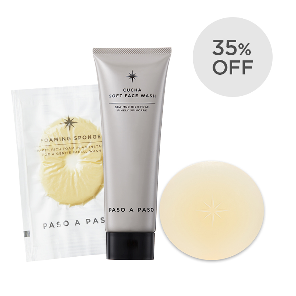【35％OFF】きもちいい泡洗顔セット（クチャ80g、ハニーソープ、スポンジプレゼント）