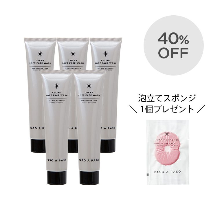 クチャ ソフト フェイス ウォッシュ 40g × 5個セット(スポンジ1個プレゼント)